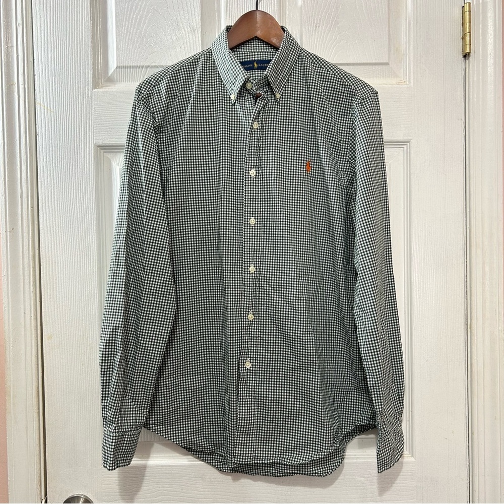 POLO Ralph Lauren Men's Casual Button Down Shirt Green White Size Medium